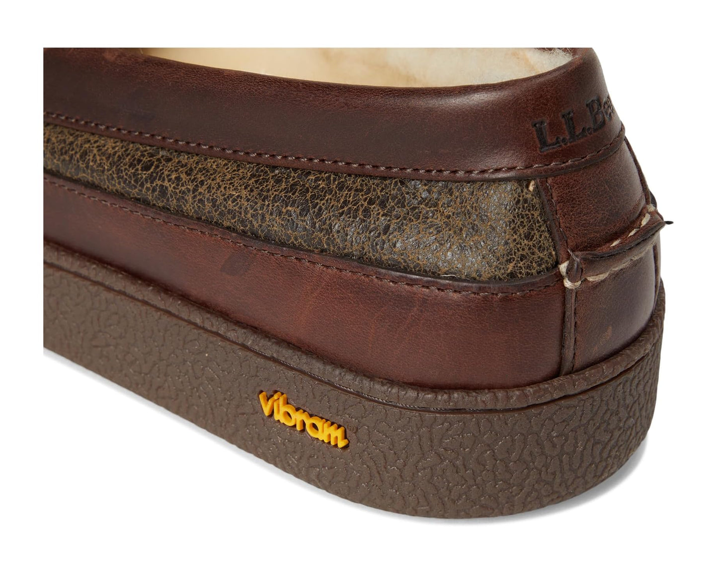 Men's L.L.Bean Lodge Moc Vibram Shearling Slippers Deepest Brown