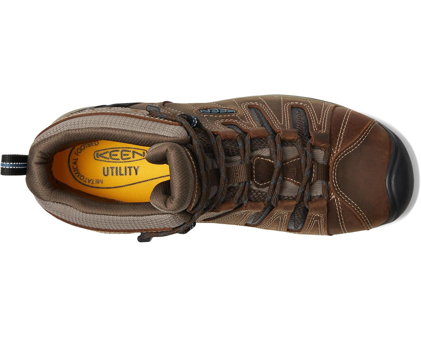 Men's KEEN Utility Flint II Mid Waterproof (Steel Toe) Cascade Brown/Orion Blue