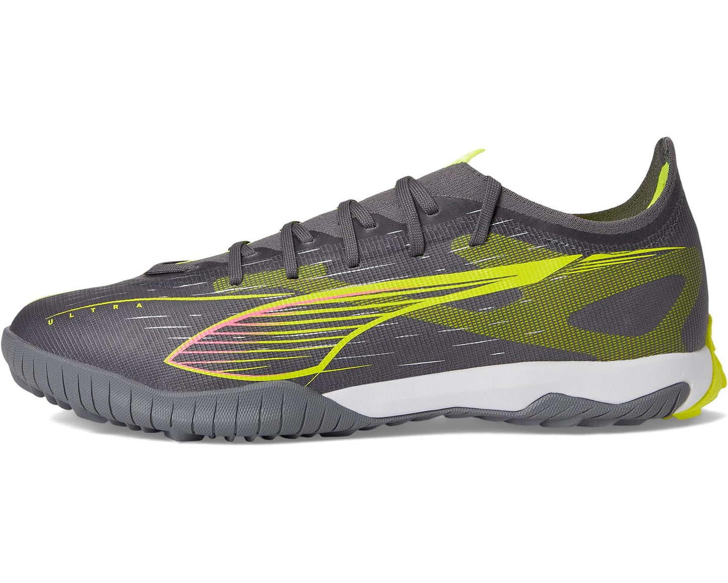 Men's PUMA Ultra 5 Match Turf Trainer Soccer Cleats Matte Aged Silver-Yellow Alert-Puma Aged Silver