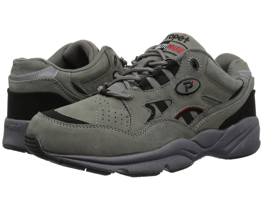 Men's Propet Stability Walker Medicare/HCPCS Code = A5500 Diabetic Shoe Grey/Black Nubuck