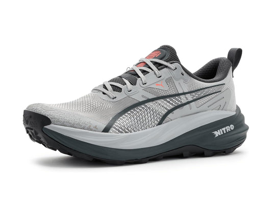 Men's PUMA Voyage Nitro 4 Trail Running Shoes Grey Echo/Red Glamour