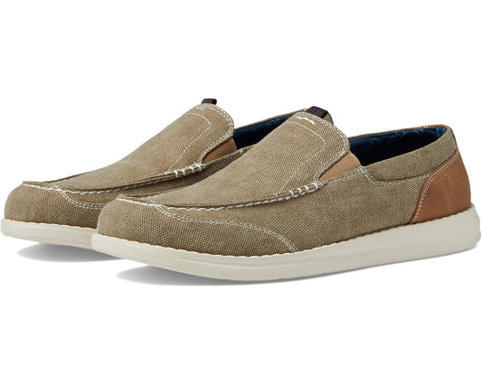 Men's Nunn Bush Brewski Canvas Moccasin Toe Venetian Slip-On Stone