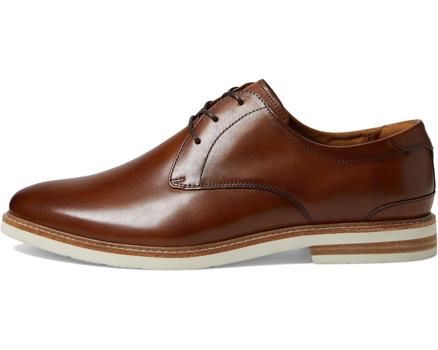Men's Florsheim Highland Plain Toe Oxford Cognac Smooth/White Sole