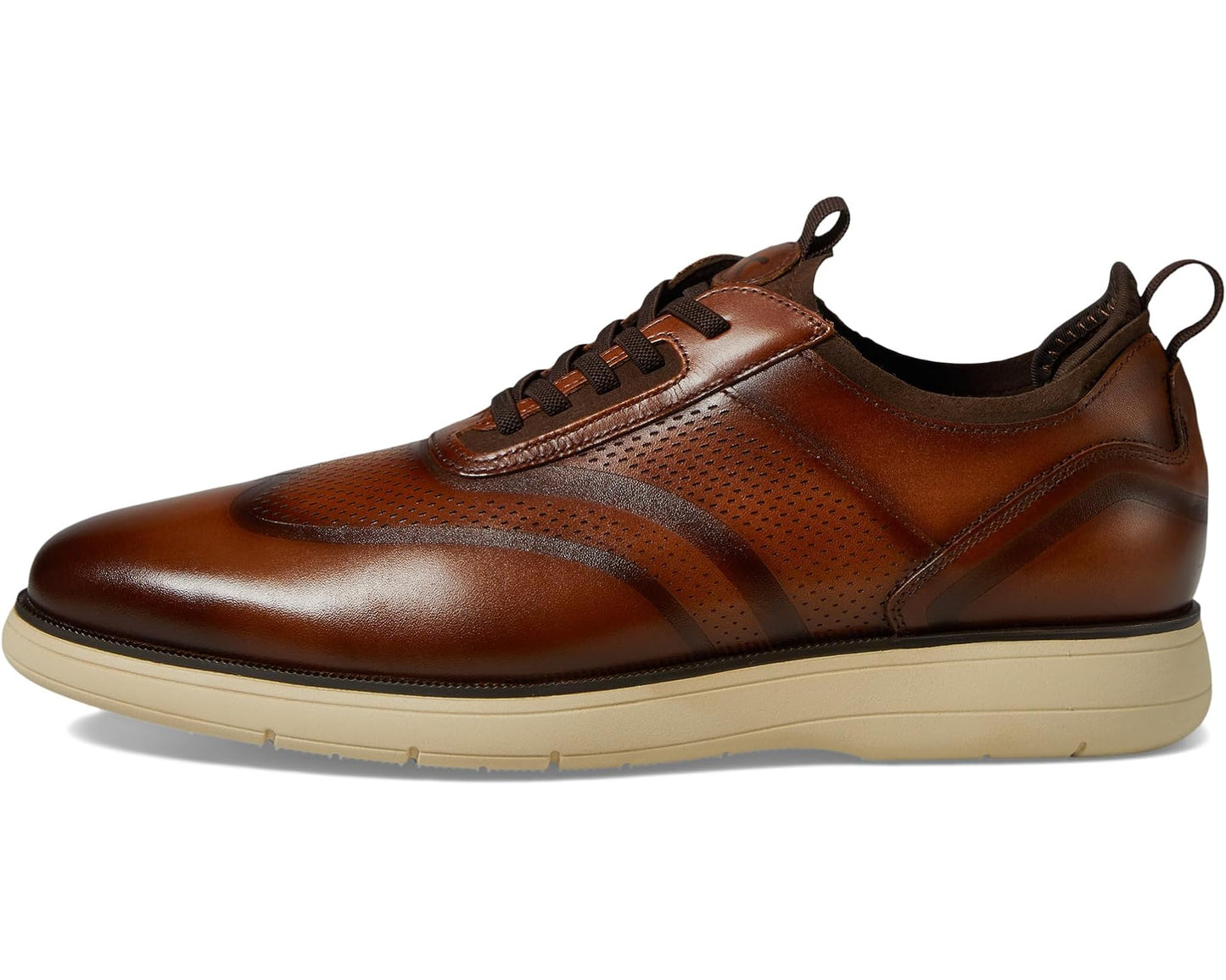 Men's Stacy Adams Edgewood Wing Tip Elastic Lace Cognac