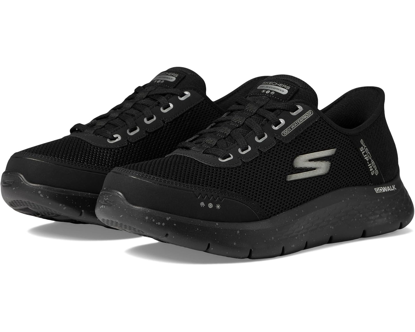 Men's SKECHERS Performance Hands Free Slip-Ins Go Walk Flex - 100% Waterproof Black/Black