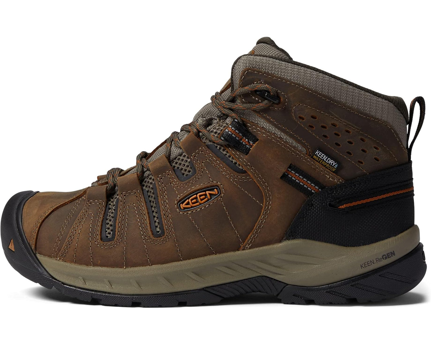 Men's KEEN Utility Flint II Mid Waterproof Soft Toe Black Olive/Brindle