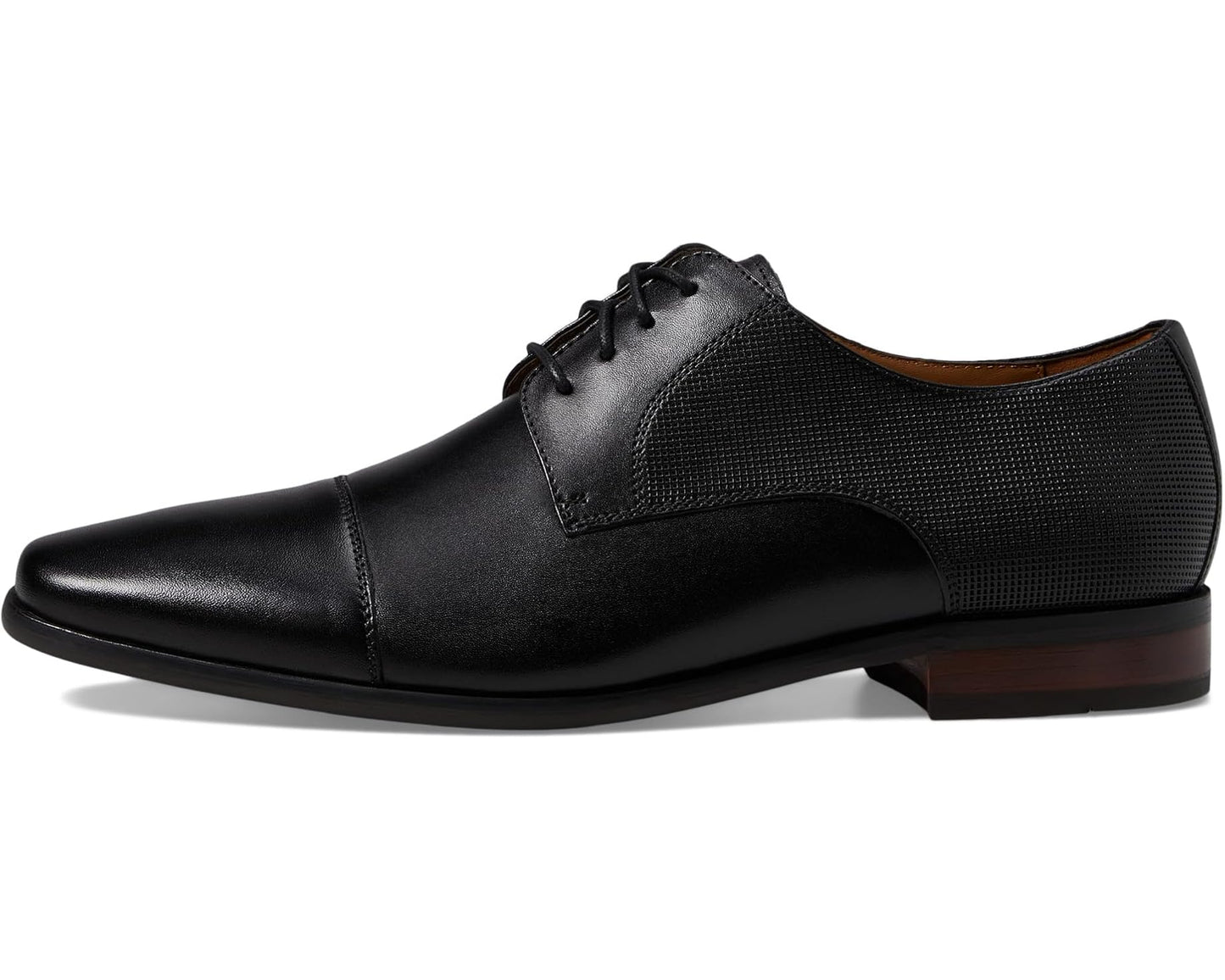 Men's Florsheim Postino Cap Toe Oxford Black Smooth/Perf