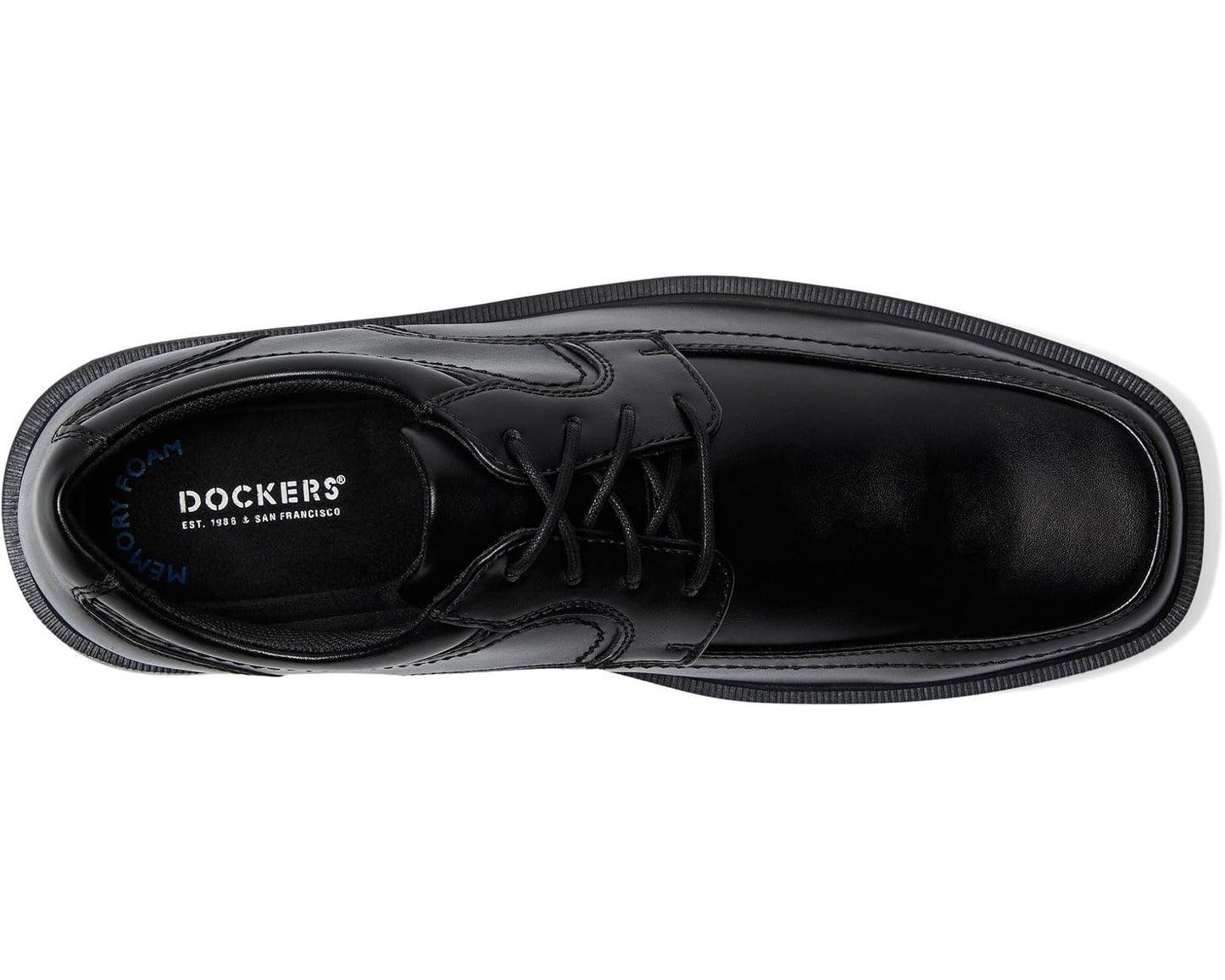 Men's Dockers Manvel Moc Toe Oxford Black Polished Full Grain