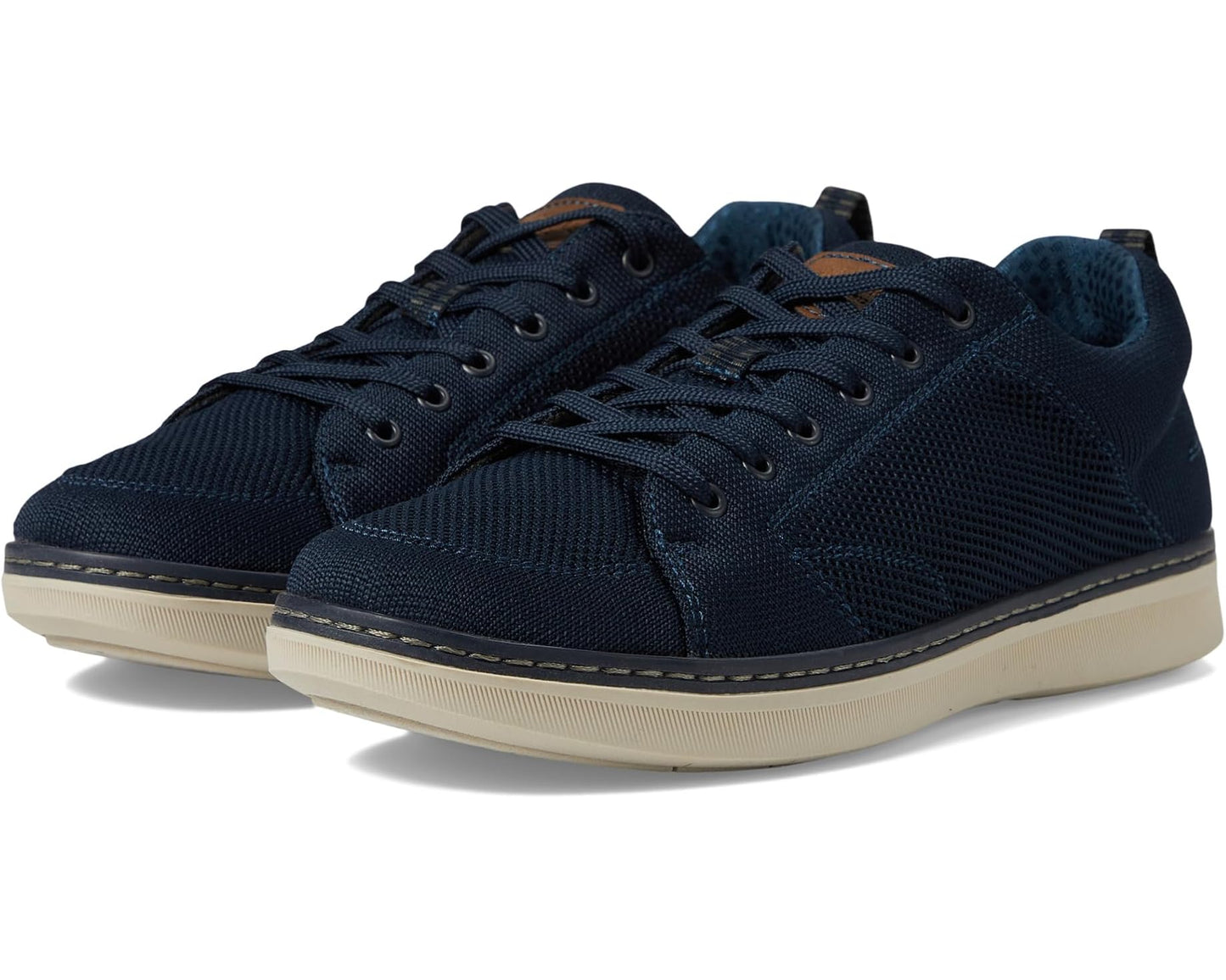 Men's Nunn Bush Aspire Knit Moccasin Toe Sneaker Oxford Comfortable Lightweight Fabric Lace Up Navy