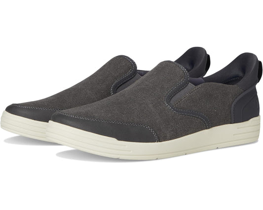 Men's Nunn Bush Kore City Walk Canvas EZ Moc Toe Slip-On Sneakers Easy On and Easy Off Cement