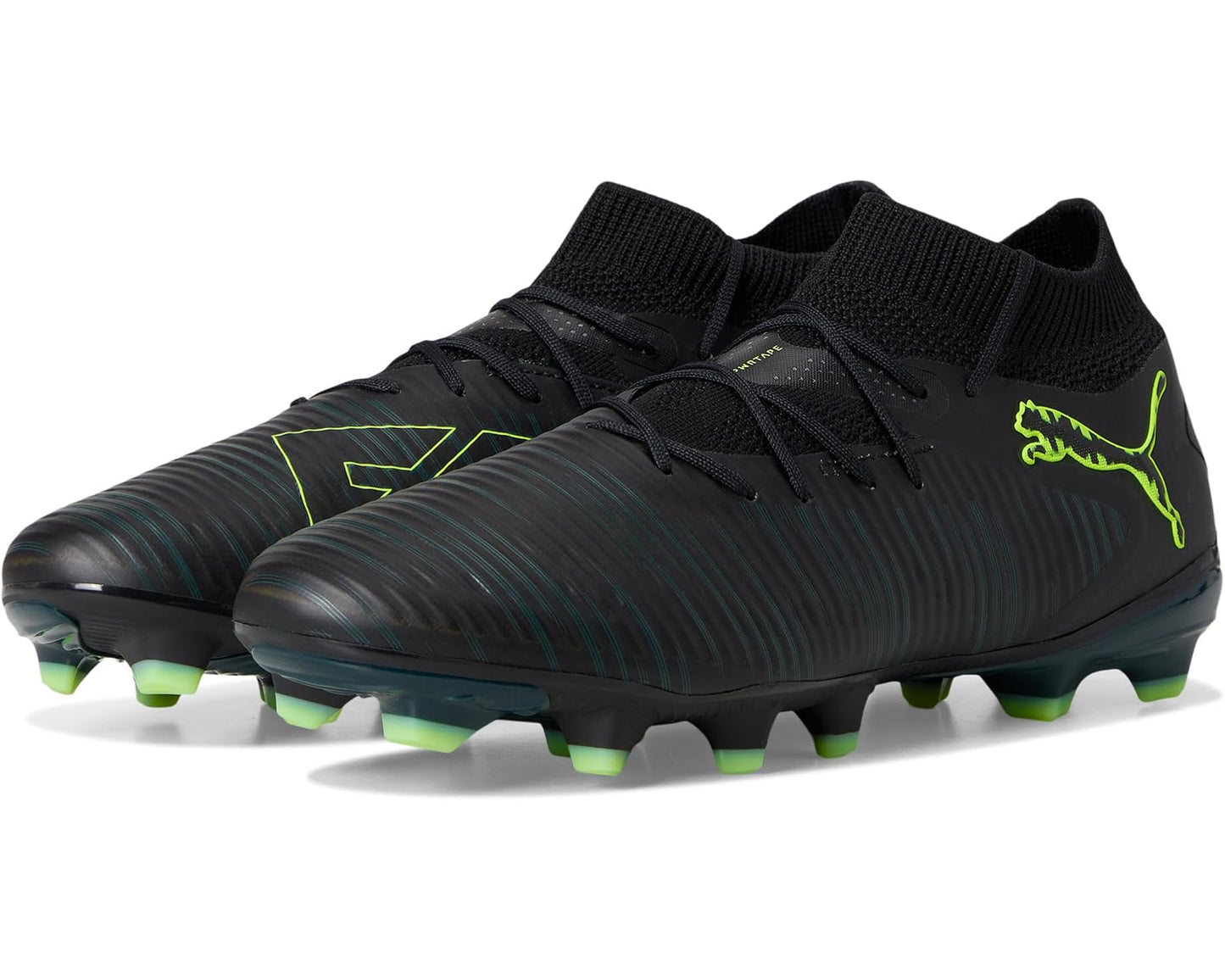 Men's PUMA Future 8 Pro Firm, Artificial Ground Soccer Cleats Black/Fizzy Light/Green Terrain