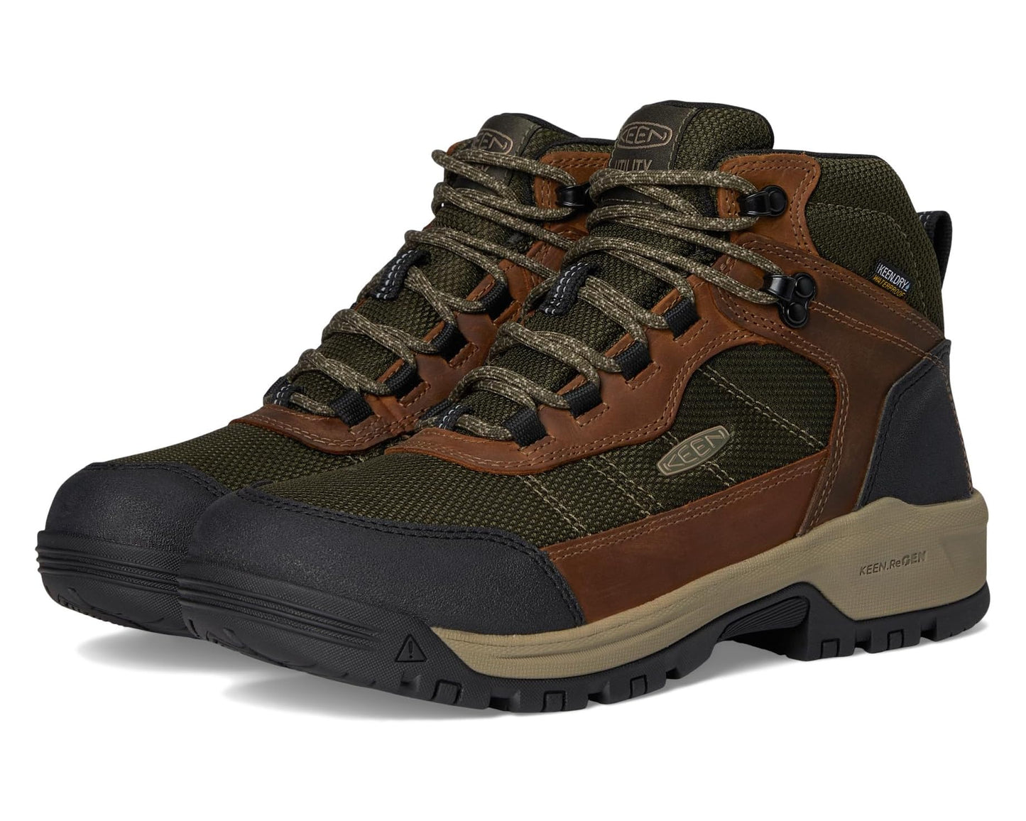 Men's KEEN Utility Skokie Waterproof Work Boots (Soft Toe) Forest Night/Black