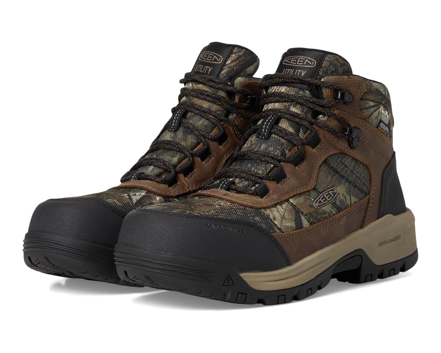 Men's KEEN Utility Skokie Waterproof Work Boots (Carbon Toe) Camo/Black