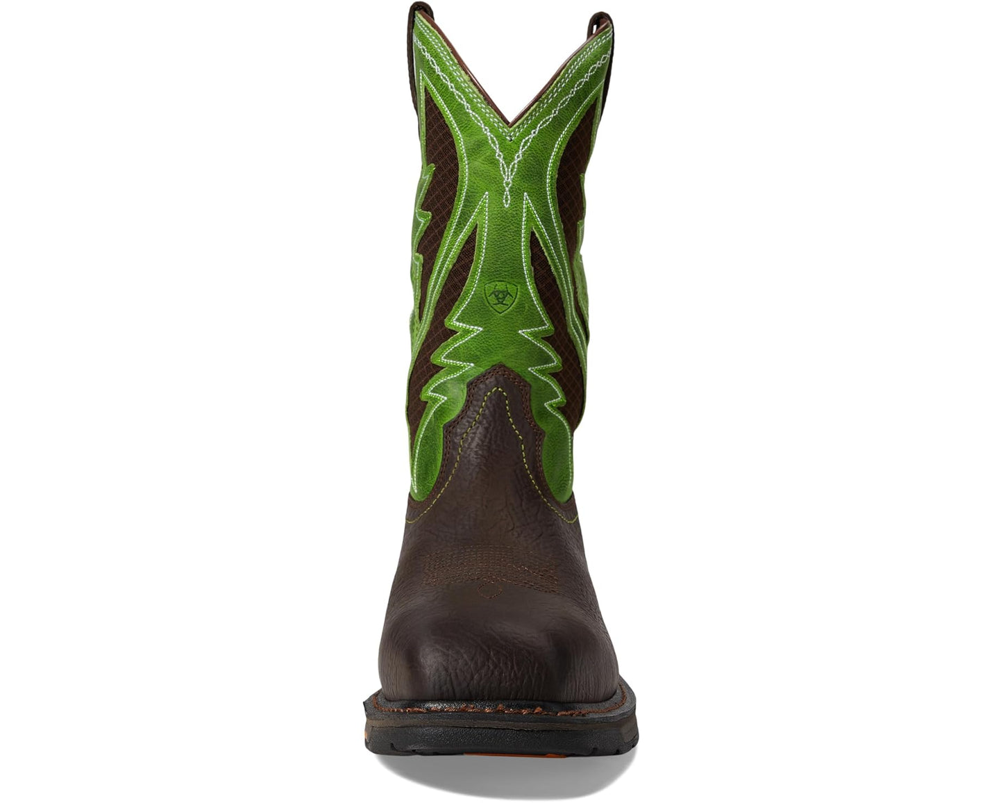 Men's Ariat Workhog Wide Square Toe Venttek Composite Toe Bruin Brown/Grass Green