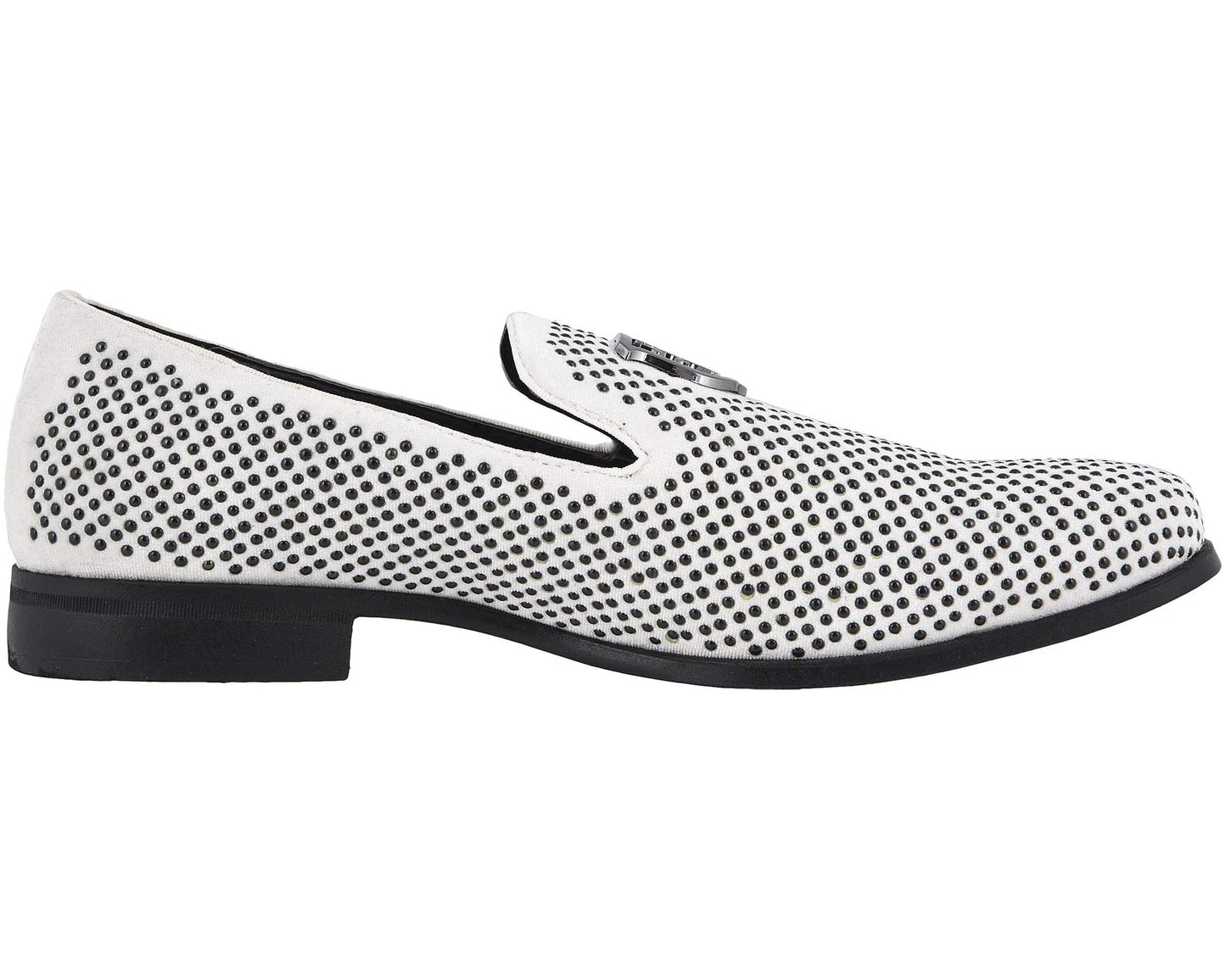 Men's Stacy Adams Swagger Studded Ornament Loafer Black/White
