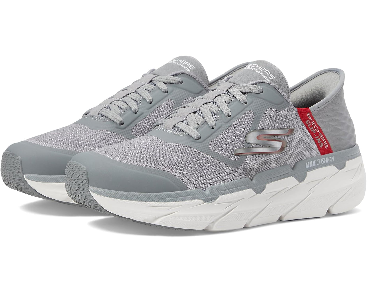 Men's SKECHERS Max Cushioning Premier Ascendant Hands Free Slip-Ins Gray/Red