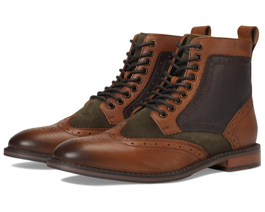 Men's Stacy Adams Finnegan Wing Tip Boot Olive Multi