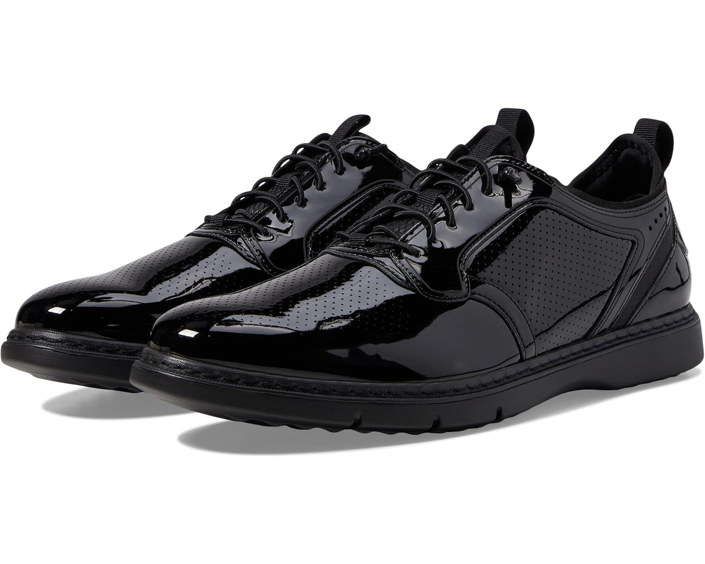 Men's Stacy Adams Spyre Plain Toe Elastic Lace Black Patent