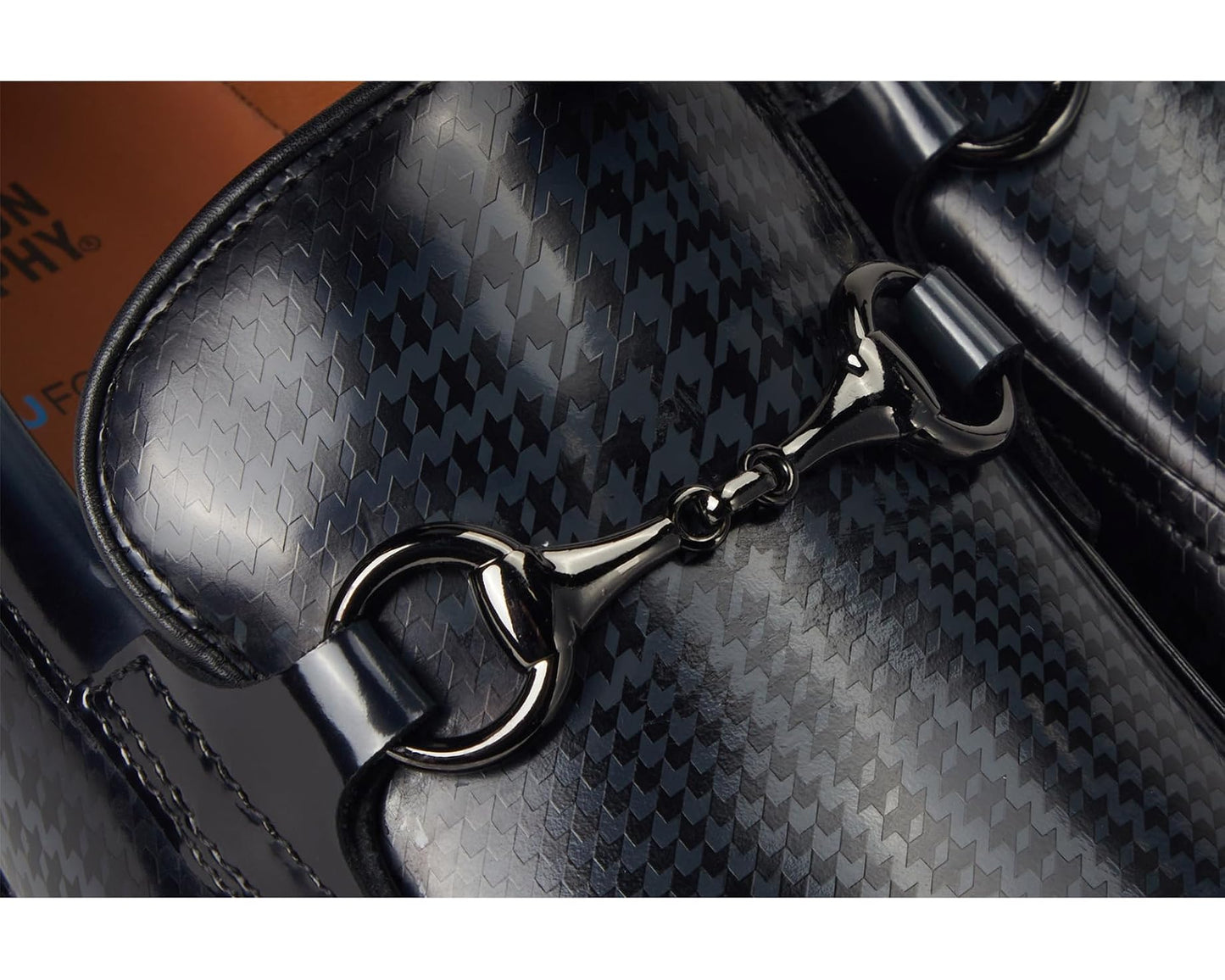 Men's Johnston & Murphy Sullivan Bit Black Brush-off Houndstooth Calfskin