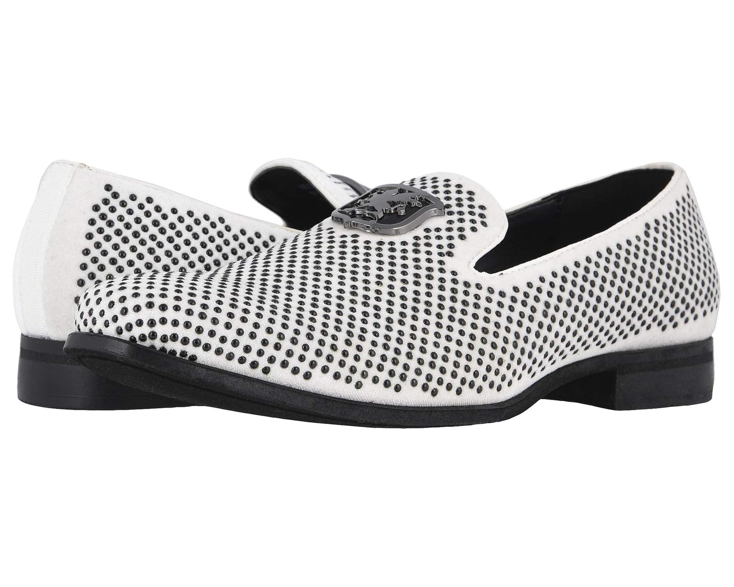 Men's Stacy Adams Swagger Studded Ornament Loafer Black/White