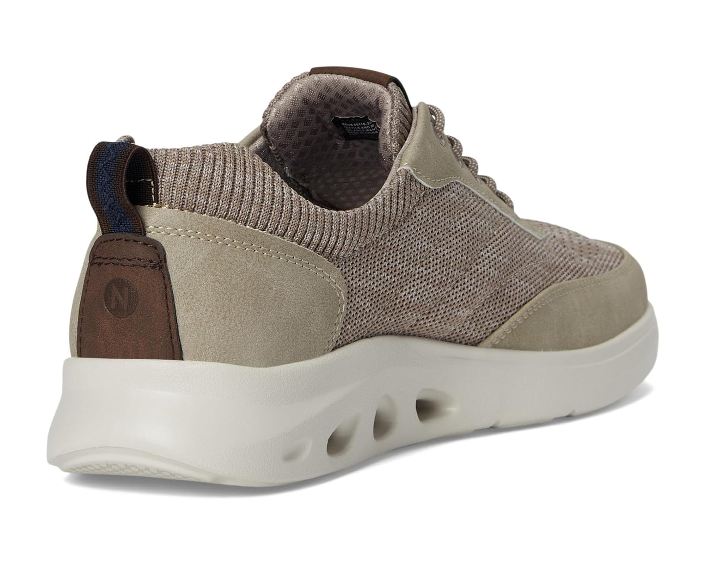 Men's Nunn Bush Ponte Knit Moc Toe Sneakers Hybrid Oxford Casual Lightweight Athletic Style Lace Up Taupe