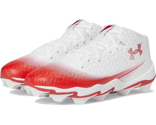 Men's Under Armour Spotlight Hammer RM Football Cleats White/Red/Red