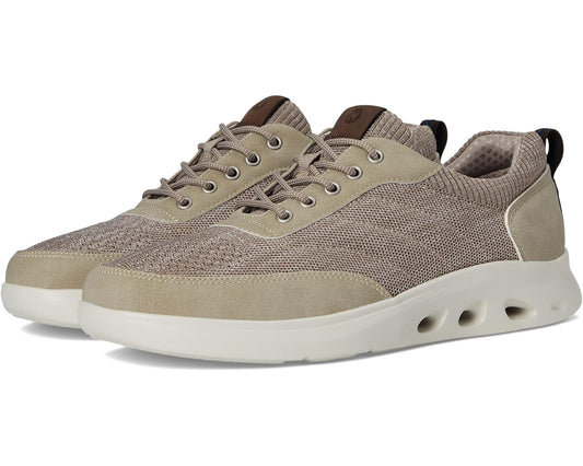Men's Nunn Bush Ponte Knit Moc Toe Sneakers Hybrid Oxford Casual Lightweight Athletic Style Lace Up Taupe