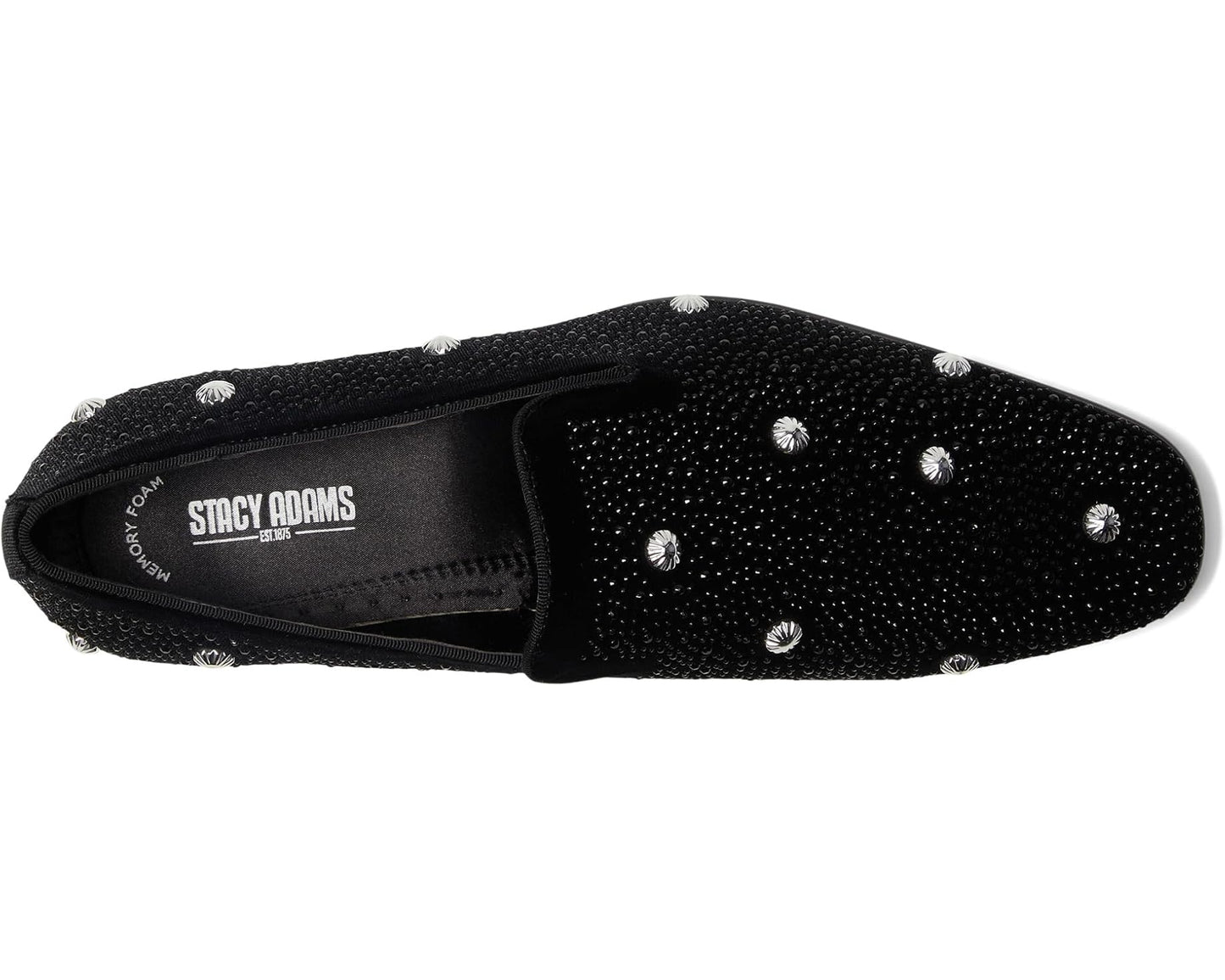 Men's Stacy Adams Spangle Rhinestone Slip-On Black/Silver