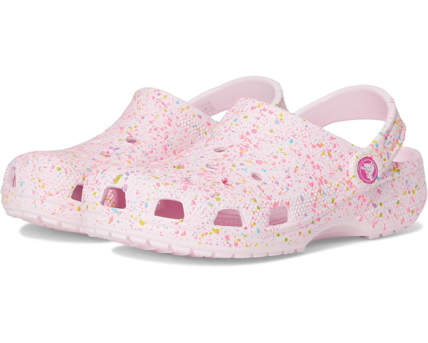 Unisex Crocs Kids Classic Clogs with Patterns and Graphics Pink Milk/Multi