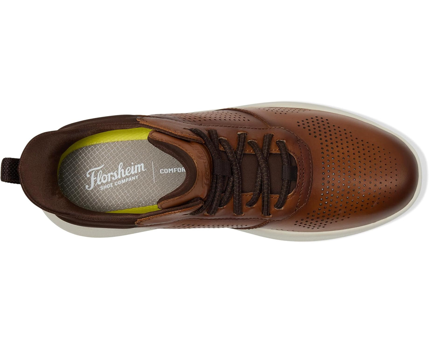 Men's Florsheim Fleet Perf Toe Elastic Lace Sneakers Cognac