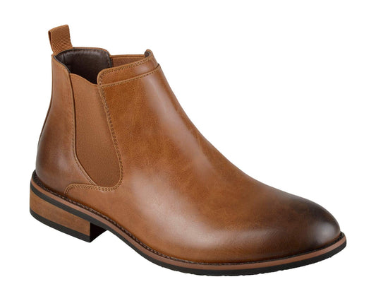 Men's Vance Co. Landon Chelsea Dress Boot Chestnut Faux Leather