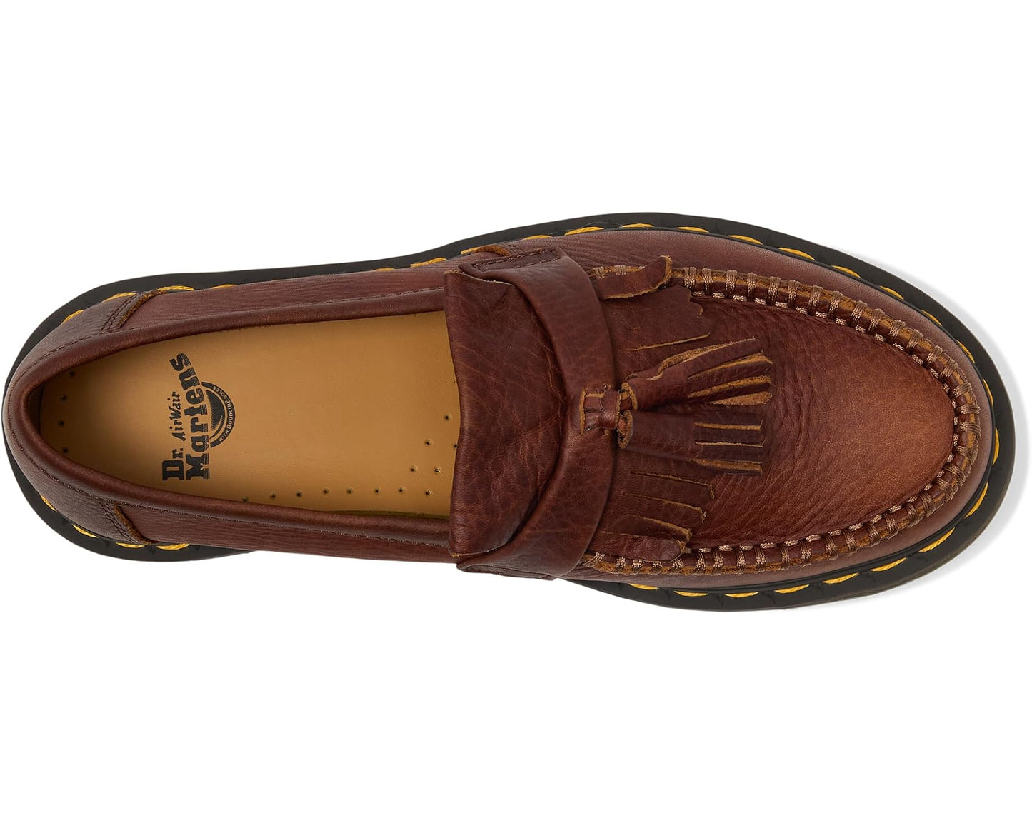 Unisex Dr. Martens Adrian Yellow Stitch Leather Loafers Cashew
