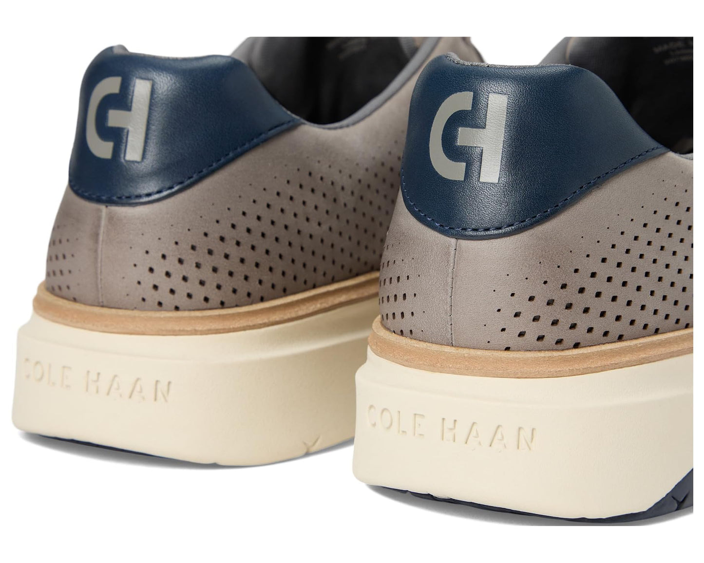 Men's Cole Haan Grandpro Featherarc Laser Sneakers Ironstone Nubuck/Silver Birch/Navy Blazer