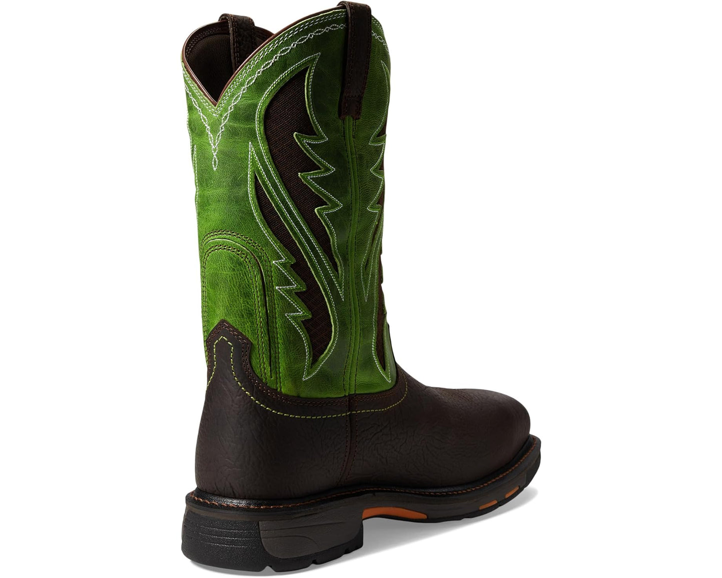 Men's Ariat Workhog Wide Square Toe Venttek Composite Toe Bruin Brown/Grass Green