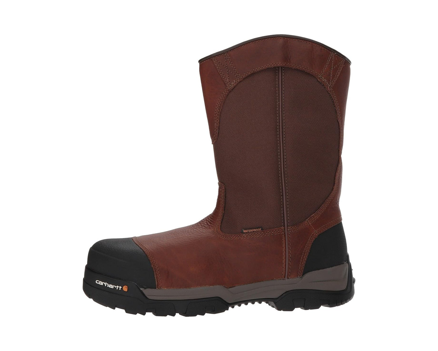 Men's Carhartt 10 Waterproof Comp Toe Pull-On Work Boots Brown Leather