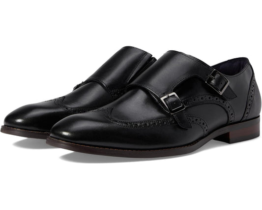 Men's Stacy Adams Karson Wing Tip Double Monk Strap Black