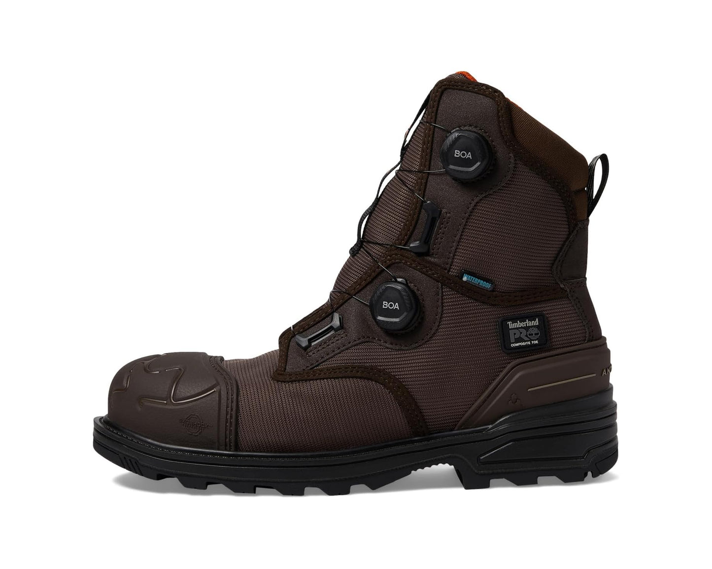 Men's Timberland PRO Magnitude BOA 8 Inch Composite Safety Toe Waterproof Puncture Resistant Brown