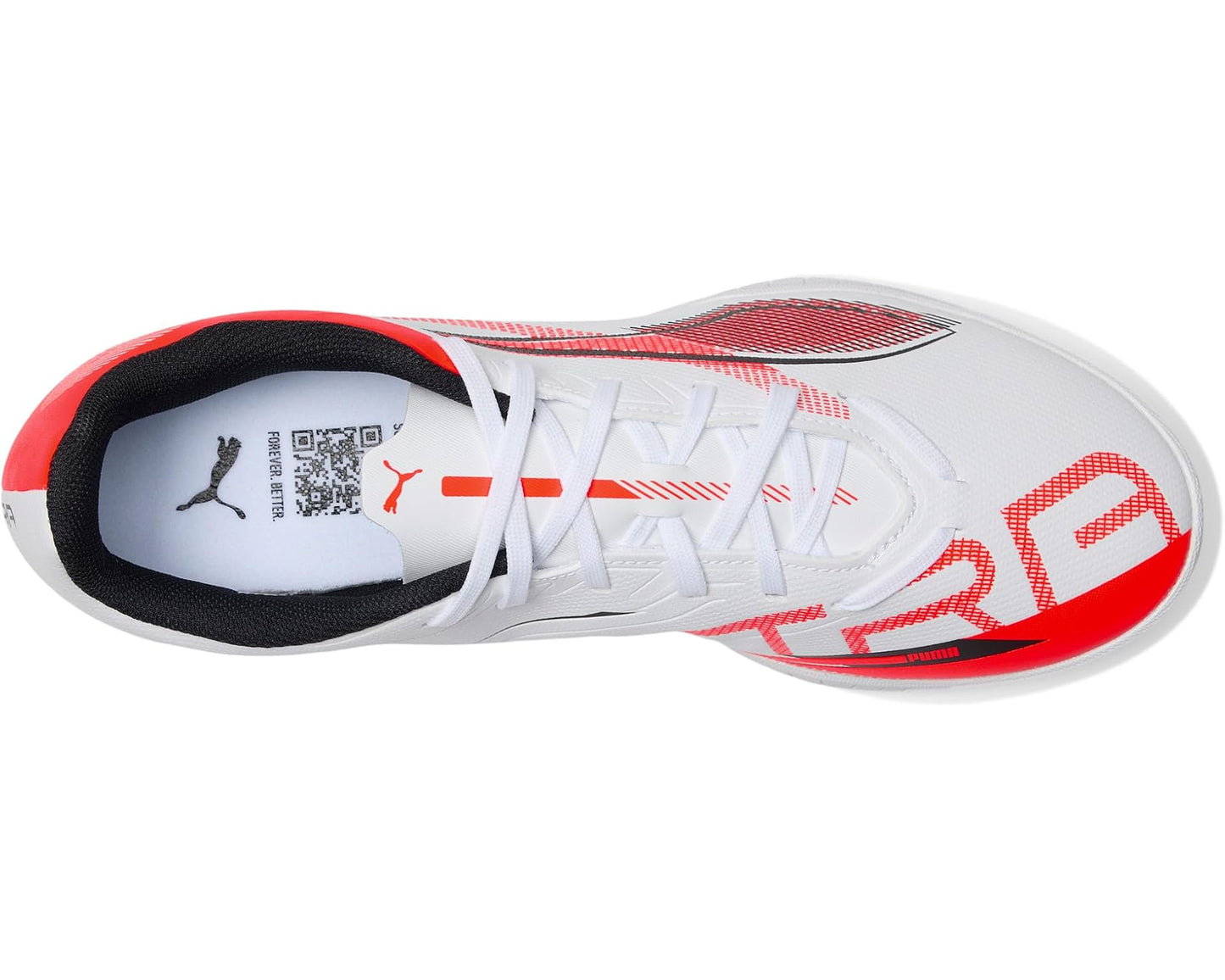 Men's PUMA Ultra 5 Play Turf Trainer Soccer Cleats Puma White-Puma Black-Glowing Red