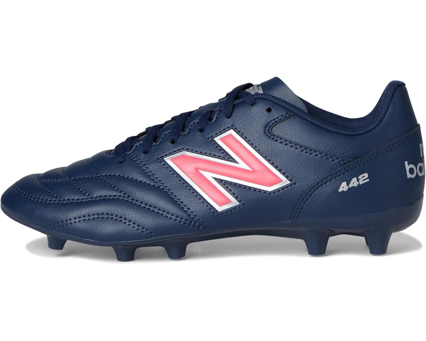 Men's New Balance 442 Academy FG V2 Soccer Cleats NB Navy/Silver/Energy Red