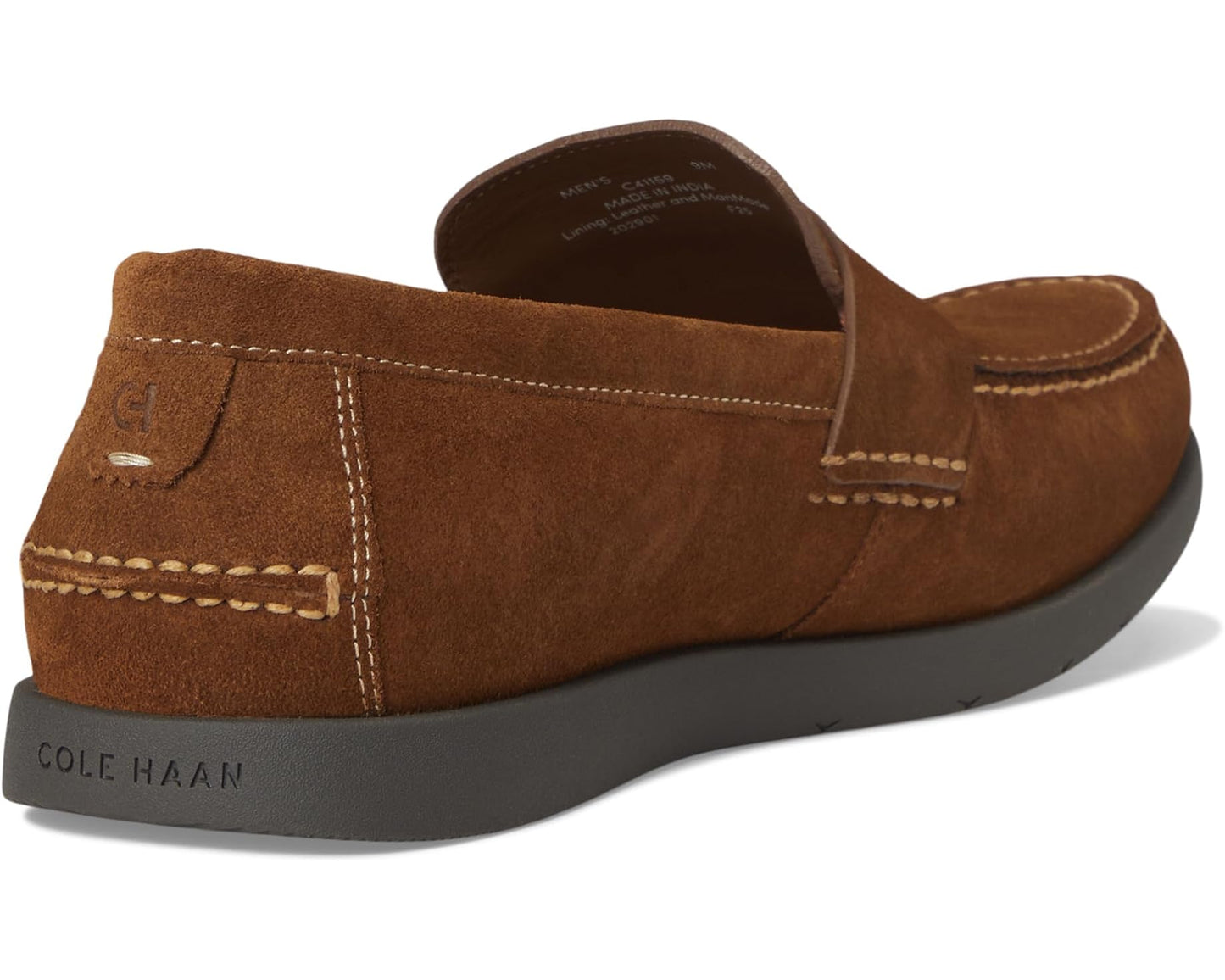 Men's Cole Haan Brower Penny Loafers Spiced Brown Suede/Raven Water Resistant