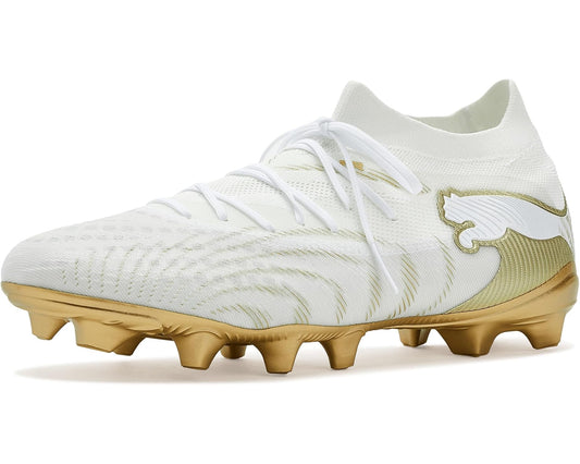 Men's PUMA Future 9 Match Firm, Artificial Ground Soccer Cleats White/Metallic Gold/Black