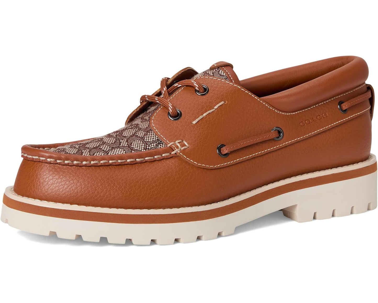 Men's COACH Benson Micro Signature Boat Shoe Burnished Amber