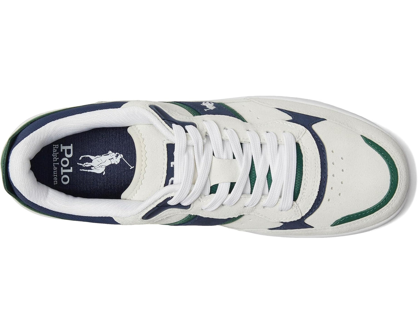 Men's Polo Ralph Lauren Masters Sport Leather-suede Sneaker Bianco/Navy/Green