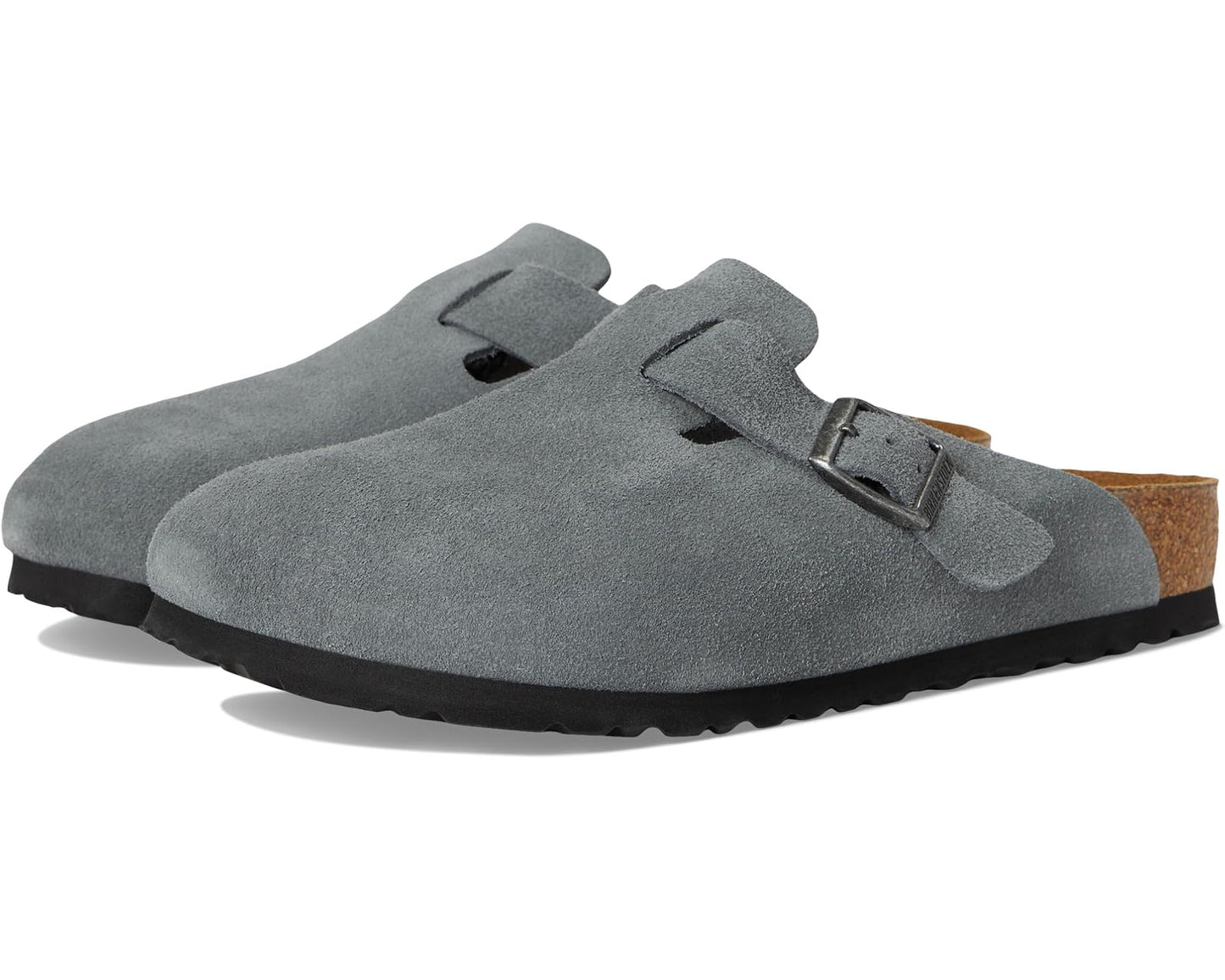 Men's Birkenstock Boston Soft Footbed - Suede Basalt Gray