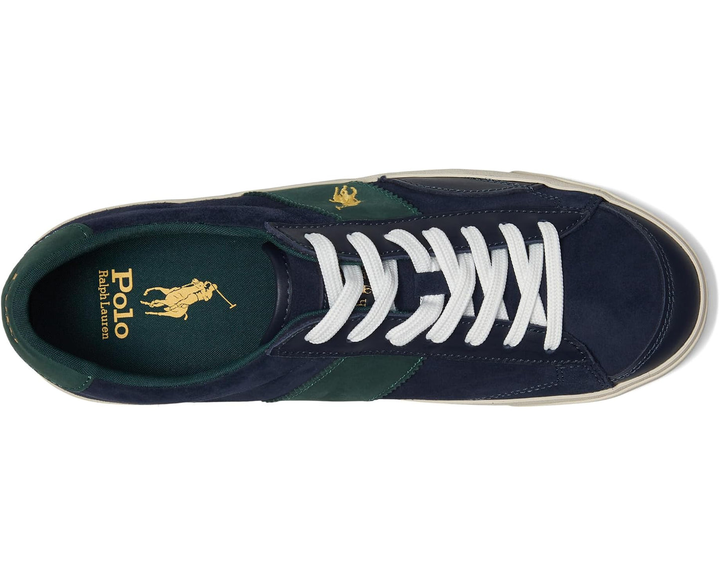 Men's Polo Ralph Lauren Suede Leather-Sayer Sport-Sneakers-Low Top Lace Navy/Forest