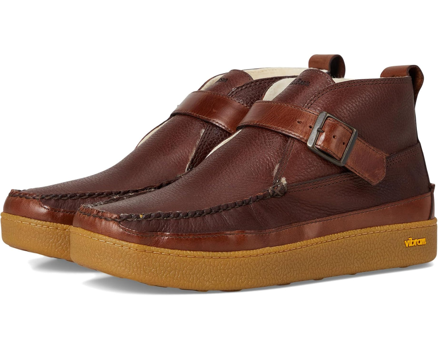 Men's L.L.Bean Lodge Moc Vibram Shearling Buckle Boots Mahogany