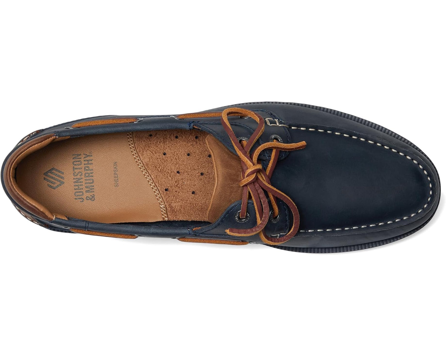 Men's Johnston & Murphy Ventura 2-Eye Boat Shoe Navy Full Grain