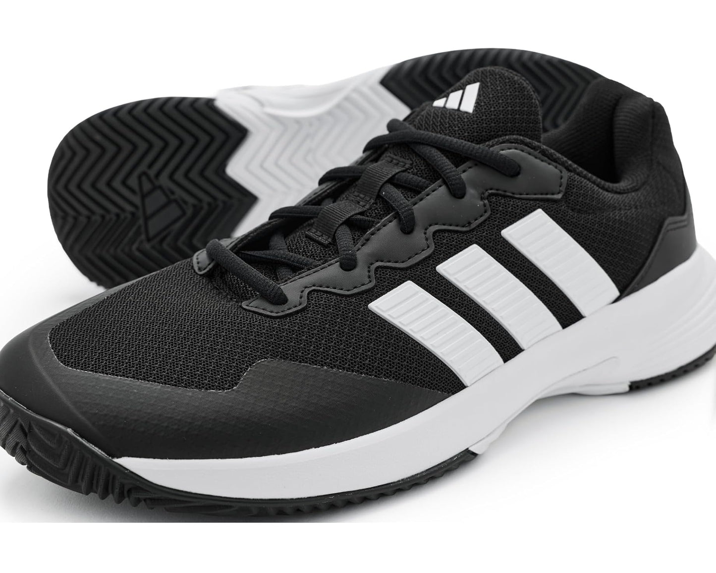 Men's adidas Gamecourt 2 Tennis Shoes Black/White/Silver Metallic