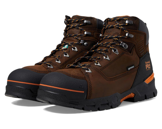 Men's Timberland PRO Endurance EV 6 Composite Safety Toe Puncture Resistant Waterproof Walnut/Orange