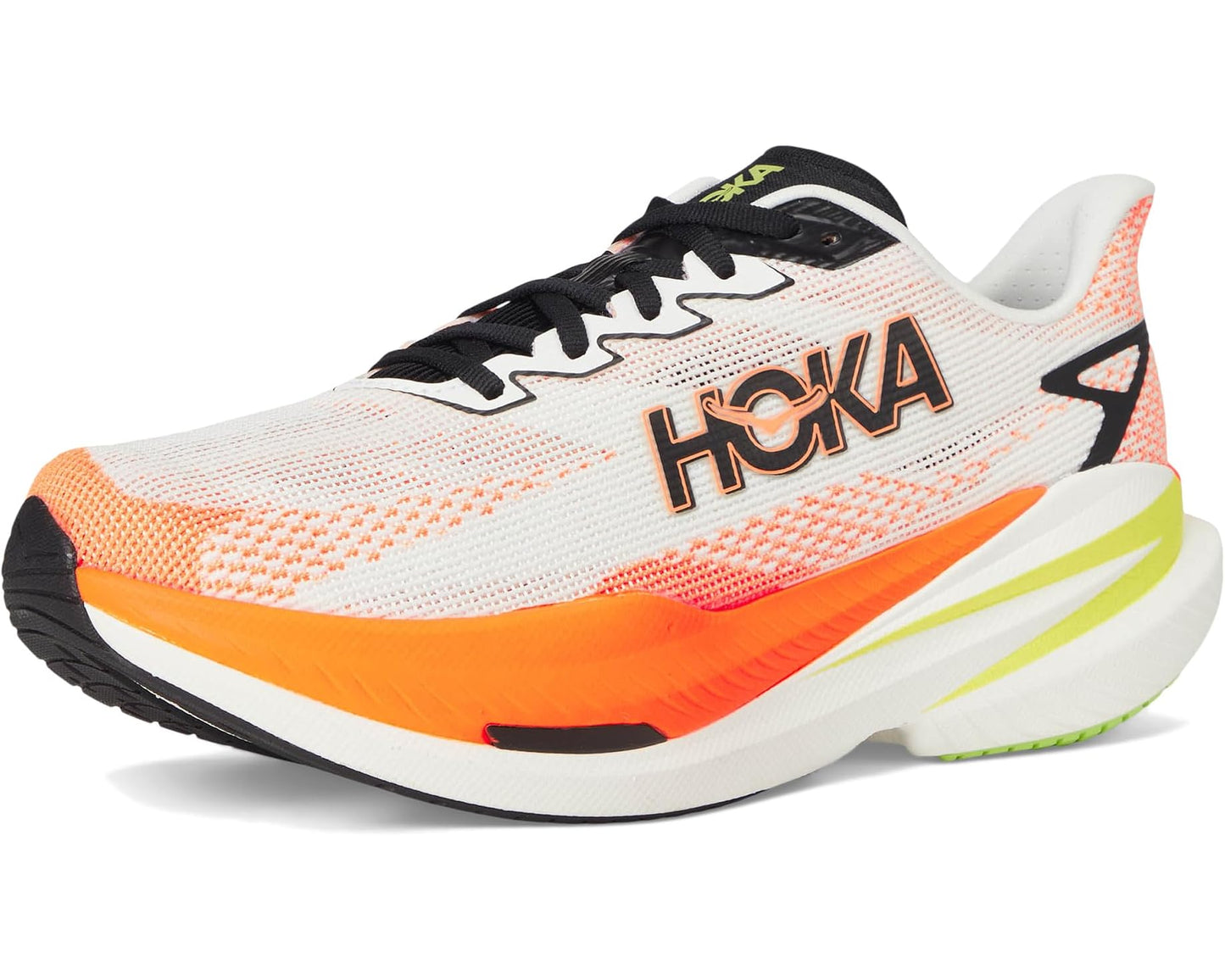 Men's Hoka Mach X 3 White/Neon Tangerine